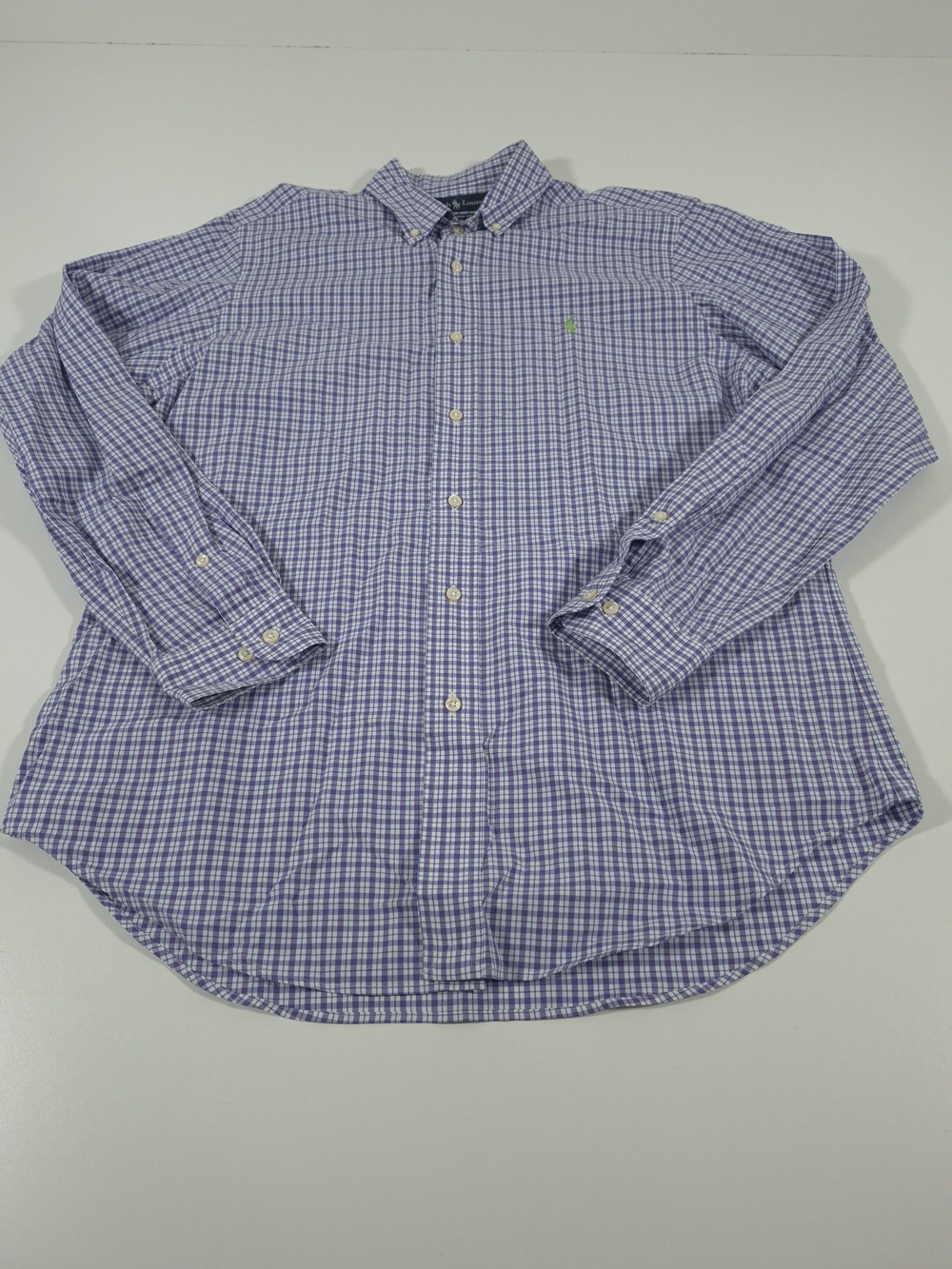 Ralph Lauren Shirt Mens L Purple Check Classic Fit Button Down Long Sleeve Pony